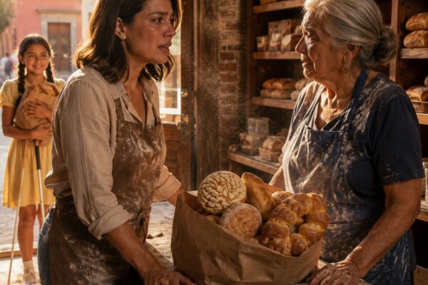 Mi Hija Ciega Entró Sola en una Panadería que No Existía la Semana Anterior… La Anciana le Regaló su Pan Favorito y la Llamó por un Apodo Secreto. Cuando Vi Quién Amasaba Detrás del Mostrador, Regresó la Noche en que Mi Madre Destruyó para Siempre los Ojos de Mi Bebé