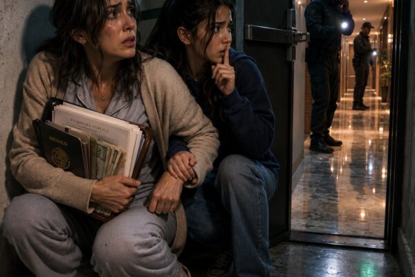 A las 3:07 de la madrugada, mi hija de trece años me apretó la muñeca y susurró: “Mamá, no enciendas la luz, toma los documentos y corre” — Bajamos diecisiete pisos mientras unas voces repetían: “El departamento ya está abierto”, pero la verdad que descubrimos al amanecer era mucho peor