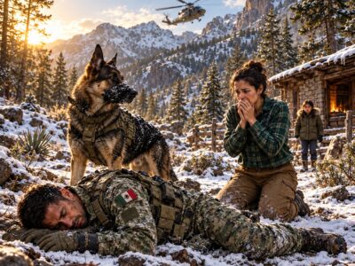 El perro no ladraba para atacarme: estaba protegiendo a alguien que aún respiraba bajo la nieve.