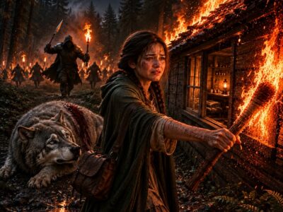 Ella incendió su propia cabaña para salvar al gran lobo del Rey Alfa; el Rey Alfa no podía moverse.