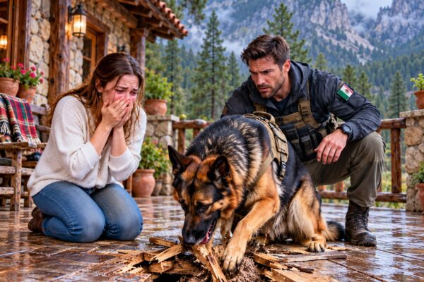 El perro K9 de un Navy SEAL se negó a abandonar el porche de una viuda… hasta que comenzó a cavar y desenterró algo que dejó a todo el pueblo sin palabras.