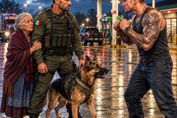 Un arrogante luchador de MMA amenazó a una anciana indefensa, creyendo que nadie se atrevería a detenerlo… sin imaginar que un marine estadounidense y su perro K9 estaban observándolo todo. ¡Lo que ocurrió después lo dejó sin palabras!