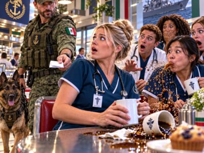 Todos se burlaban de una humilde mujer durante la pausa para el café, sin imaginar que un Navy SEAL disfrazado observaba en silencio… hasta que él se acercó y le entregó una misteriosa nota. ¡Cuando ella leyó lo que decía, todos quedaron paralizados y descubrieron que aquella mujer no era quien creían!
