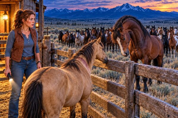 ¡RESCATÓ A UN CABALLO ABANDONADO… PERO ANTES DEL AMANECER, 20 CABALLOS SALVAJES APARECIERON FRENTE A SU RANCHO Y LA DEJARON SIN PALABRAS!
