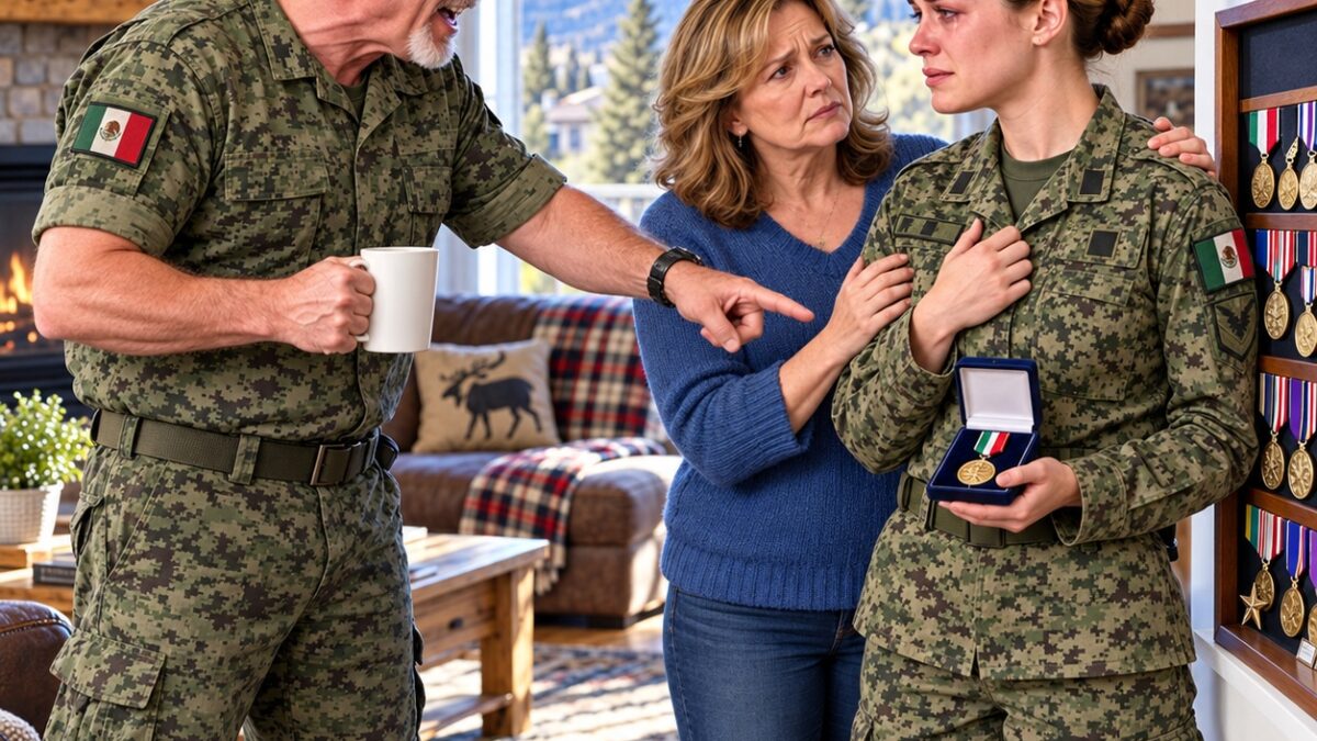 ¡MI PADRE SE BURLÓ DE MI MEDALLA MILITAR DICIENDO QUE ERA «SOLO UN ADORNO»… HASTA QUE EL COMANDANTE DE LA FUERZA AÉREA PRONUNCIÓ MI NOMBRE Y LO DEJÓ SIN PALABRAS!