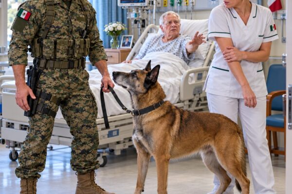 ¡UN MARINE EMPUJÓ BRUSCAMENTE A UNA ENFERMERA… PERO SU PROPIO PERRO MILITAR SE NEGÓ A ABANDONARLA, REVELANDO UN MISTERIO QUE NADIE ESPERABA!