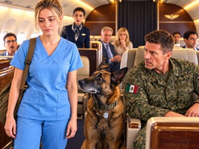 Una pareja de primera clase expulsó a una enfermera y su perro militar… ¡Hasta que un comandante de la Marina los reconoció!