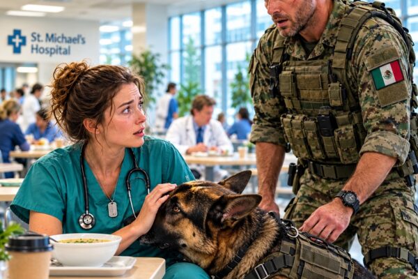 “¿Puedo sentarme aquí?”, preguntó el sargento… ¡pero su perro K9 reconoció a la enfermera y lo dejó sin palabras!