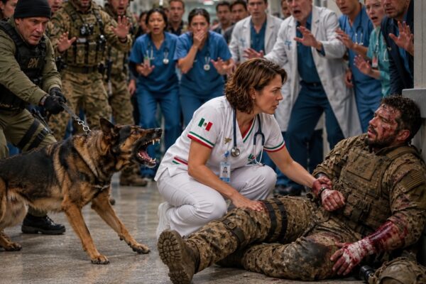 El perro militar no dejaba que nadie se acercara al SEAL herido… ¡hasta que una enfermera hizo una señal secreta!