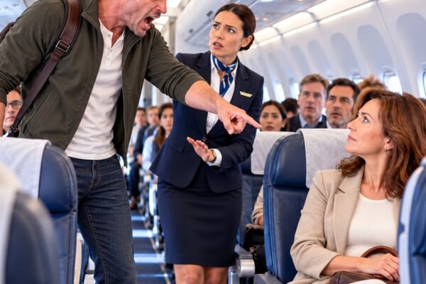 Un hombre invadió mi asiento durante 4 horas y se burló de mí… ¡pero cuando volvió del baño, quedó paralizado al ver lo que hice!