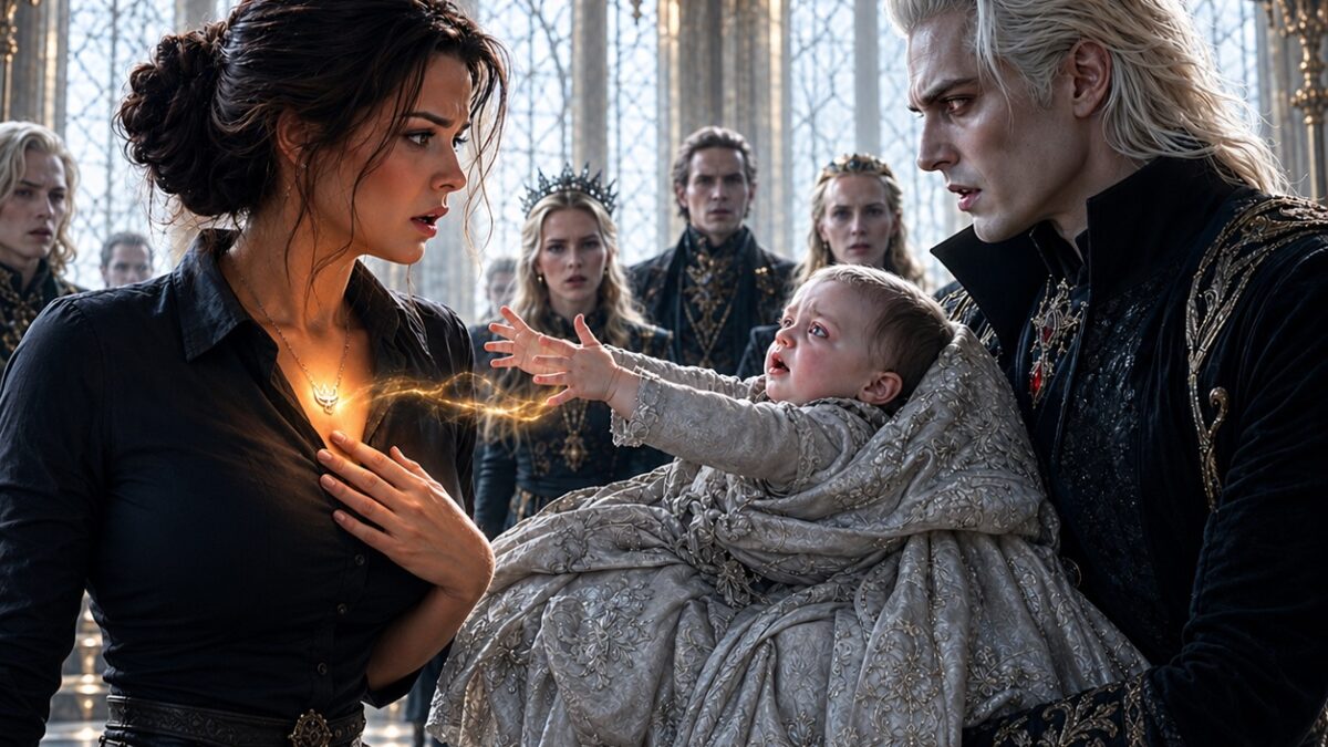 El bebé enfermo del rey de los vampiros extendió sus brazos hacia una humilde mesera… pero cuando el collar de ella comenzó a brillar, todos quedaron sin palabras.