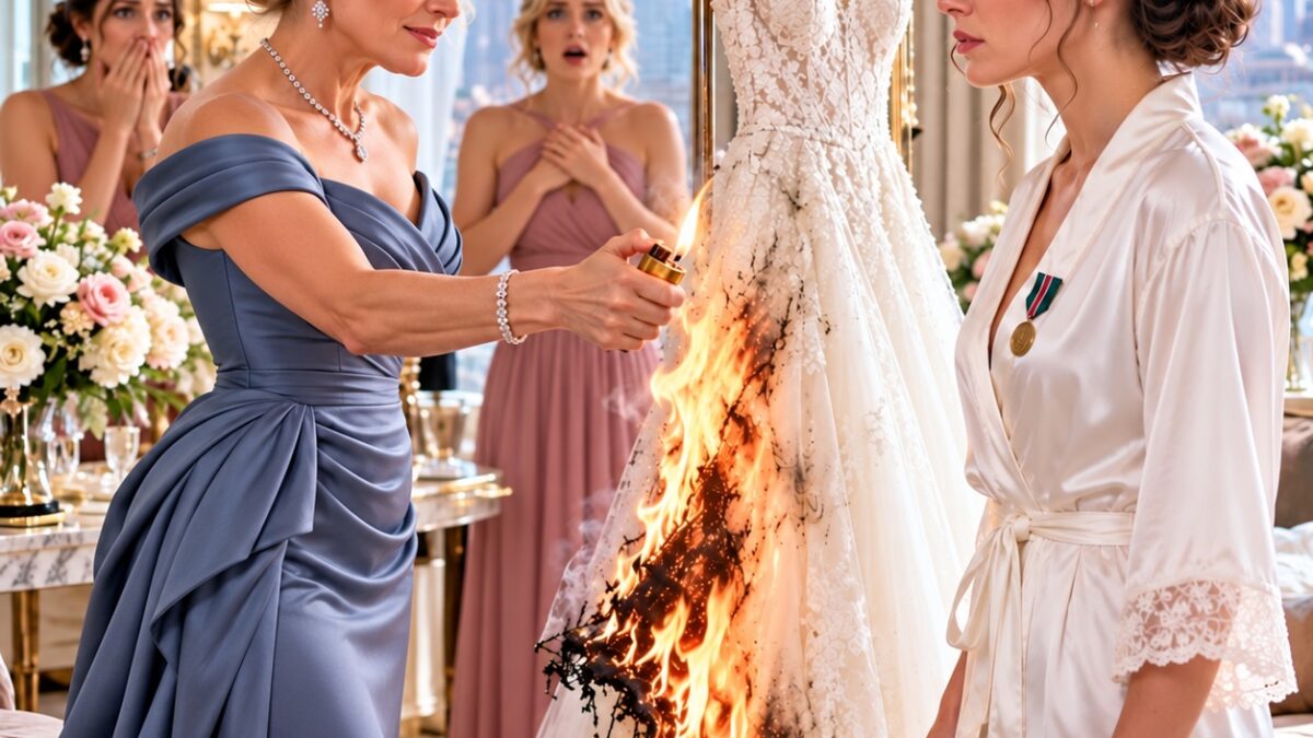 Mi suegra quemó mi vestido de novia 30 minutos antes de la boda y me humilló. Pero cuando vio quién estaba mirando en directo, su sonrisa desapareció.