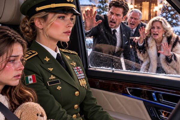 Durante ocho años, la familia de mi esposo se burló de mí llamándome «la soldado de escritorio». Se reían de mi vieja camioneta, de mi ropa sencilla y de la carrera militar de la que nunca hablaba. Creían que era una empleada de bajo rango del Ejército que apenas ganaba lo suficiente para vivir. Pero su broma favorita dejó de ser divertida la noche en que echaron a mi hija de dieciséis años a la nieve y me entregaron los papeles del divorcio mientras ella permanecía afuera sin abrigo.