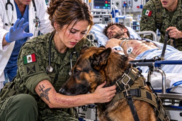 «¡Alejen a ese perro de mi paciente!», gritó el médico de urgencias. Pero cuando me subí la manga frente al K9 que protegía a un Navy SEAL inconsciente, el animal dejó de gruñir… y todos se quedaron mirando mi tatuaje.