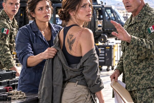 Un joven cabo intentó humillarme frente a veinte soldados dentro de un hangar militar. Pero cuando mi ropa dejó al descubierto un viejo tatuaje, el coronel se quedó paralizado en la puerta, miró mi espalda y me llamó por un nombre que nadie había pronunciado en catorce años.