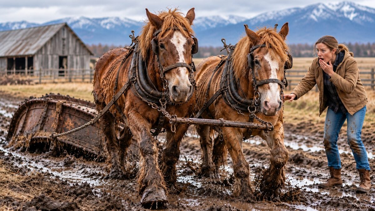 Rescató a dos caballos de tiro que morían de hambre… Pero cuando sacaron algo del lodo, los trabajadores de la cosecha quedaron paralizados.