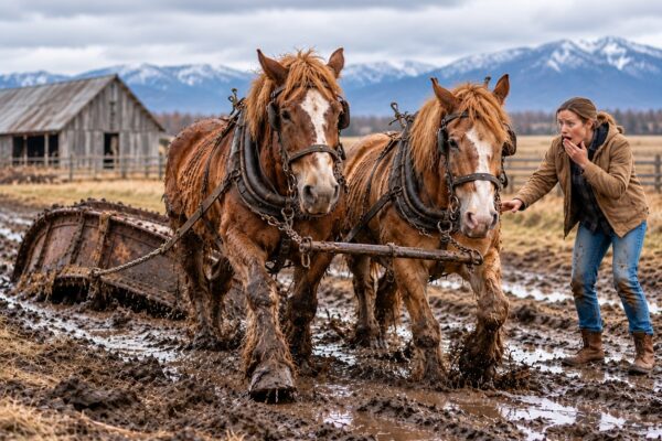 Rescató a dos caballos de tiro que morían de hambre… Pero cuando sacaron algo del lodo, los trabajadores de la cosecha quedaron paralizados.