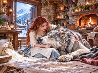 Una dulce Omega adoptó a un viejo lobo gris que todos despreciaban, sin imaginar quién era realmente. Cuando el Rey Alfa apareció, aseguró que solo tenía harina en el pelaje… pero ¿qué secreto intentaba ocultar?
