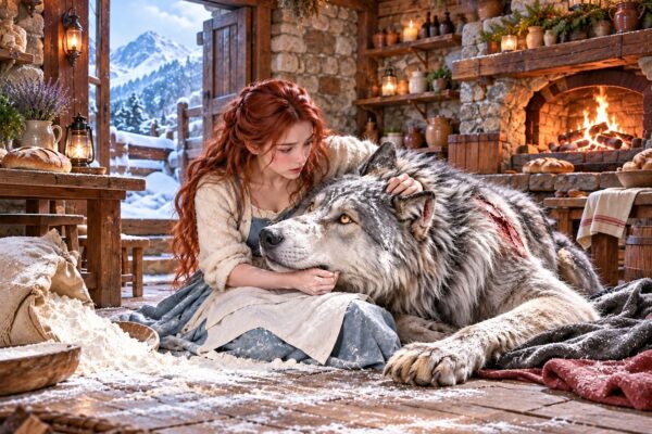 Una dulce Omega adoptó a un viejo lobo gris que todos despreciaban, sin imaginar quién era realmente. Cuando el Rey Alfa apareció, aseguró que solo tenía harina en el pelaje… pero ¿qué secreto intentaba ocultar?