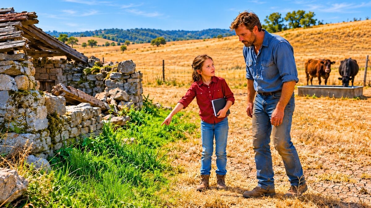 Dejaron su granja sin agua, condenada a desaparecer… hasta que su pequeña hija descubrió algo que nadie podía imaginar.