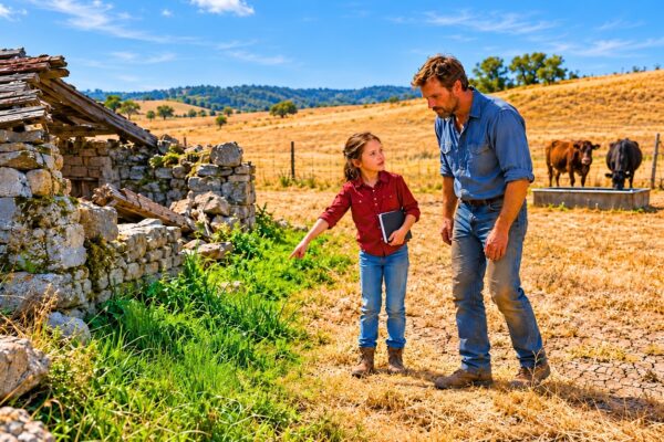 Dejaron su granja sin agua, condenada a desaparecer… hasta que su pequeña hija descubrió algo que nadie podía imaginar.