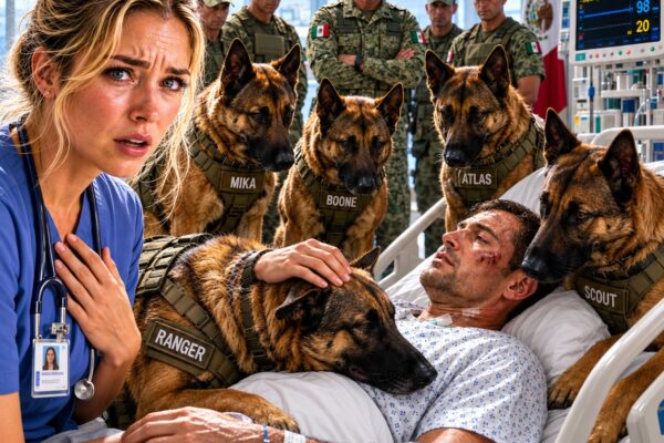Cinco perros militares K9 rechazaron a todos sus entrenadores… hasta que una enfermera silenciosa descubrió a quién llevaban tanto tiempo esperando! ¡La verdad dejó a todos sin palabras